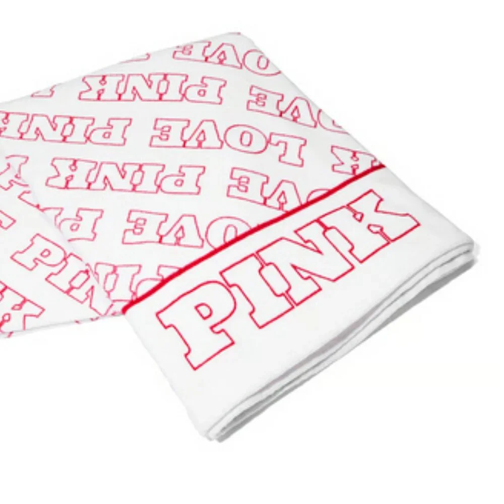 VS PINK logo beach towel white and red, new in package